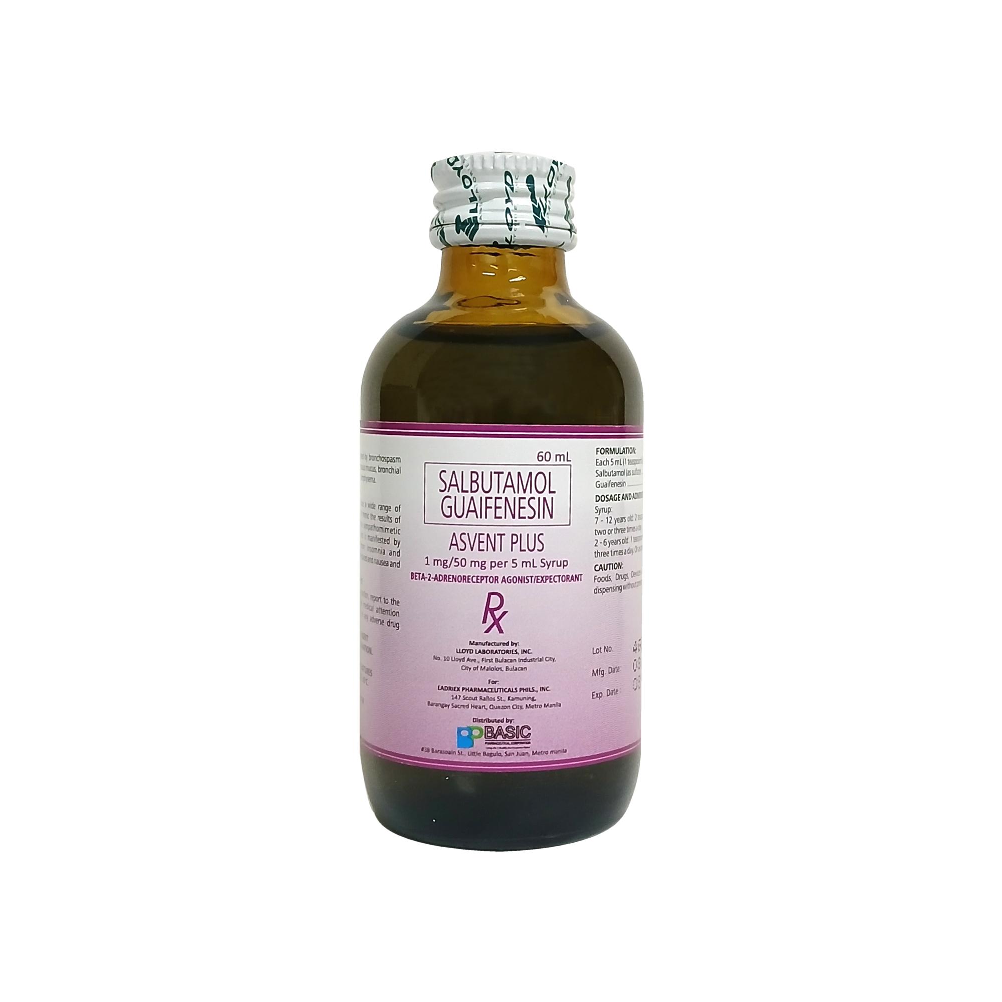 ASVENT PLUS SYRUP 1MG/50MG/5ML Basic Pharmaceutical Corporation
